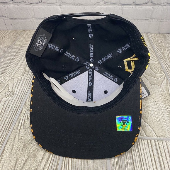 Top Level Golden State Warriors Logo Spellout Flat Bill Hat SnapBack Black New - Picture 8 of 9